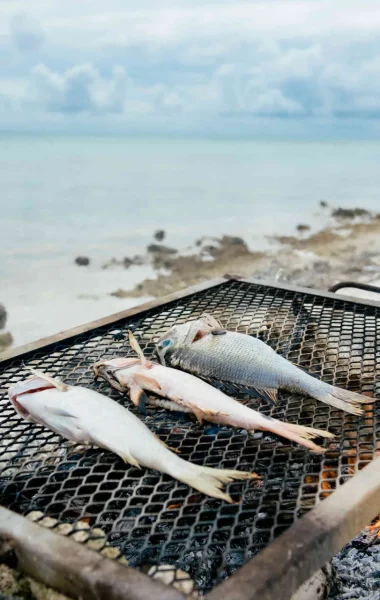 Poissons du lagon sur le feu pour le dîner © Hélène Havard